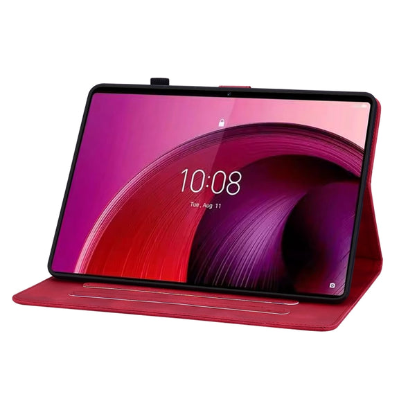 For Lenovo Tab M11/Xiaoxin Pad 11 2024 Lily Embossed Leather Tablet Case(Red)