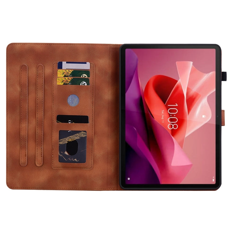 For Lenovo Tab P12 12.7 Lily Embossed Leather Tablet Case(Brown)