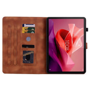 For Lenovo Tab P12 12.7 Lily Embossed Leather Tablet Case(Brown)
