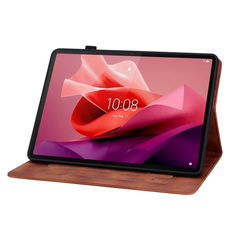 For Lenovo Tab P12 12.7 Lily Embossed Leather Tablet Case(Brown)