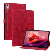 For Lenovo Tab P12 12.7 Lily Embossed Leather Tablet Case(Red)