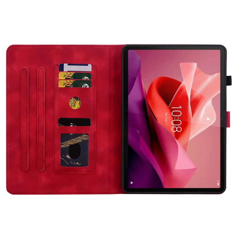 For Lenovo Tab P12 12.7 Lily Embossed Leather Tablet Case(Red)