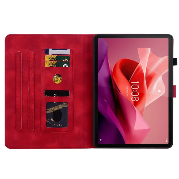 For Lenovo Tab P12 12.7 Lily Embossed Leather Tablet Case(Red)