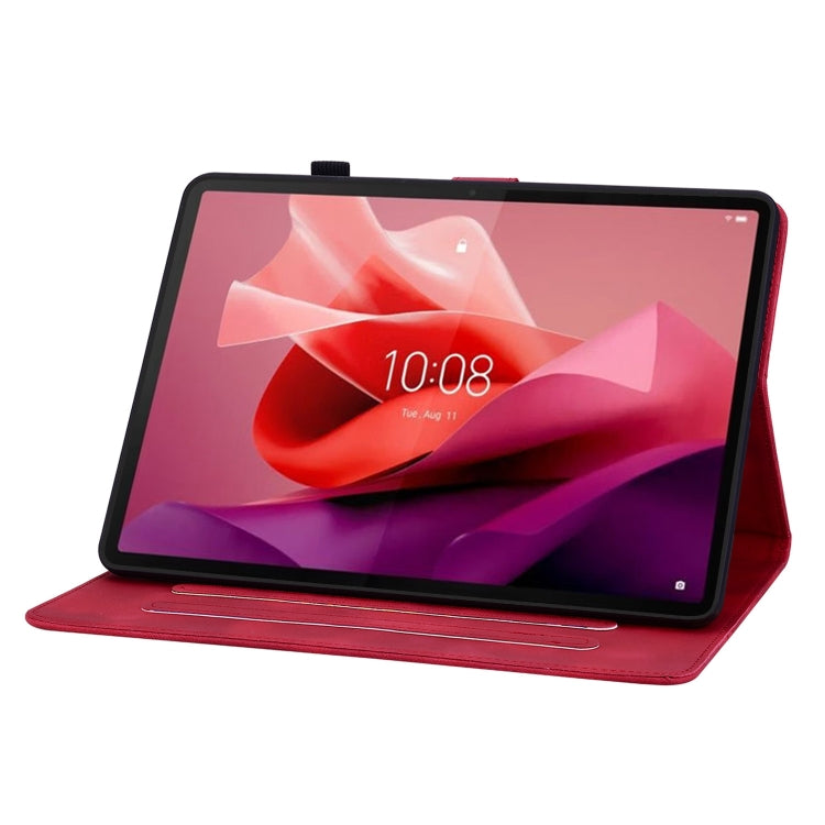 For Lenovo Tab P12 12.7 Lily Embossed Leather Tablet Case(Red)