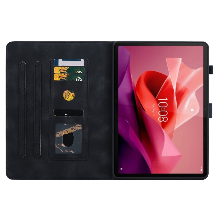 For Lenovo Tab P12 12.7 Lily Embossed Leather Tablet Case(Black)