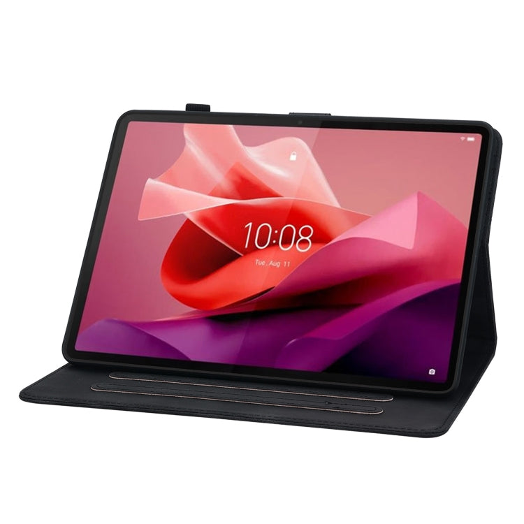 For Lenovo Tab P12 12.7 Lily Embossed Leather Tablet Case(Black)