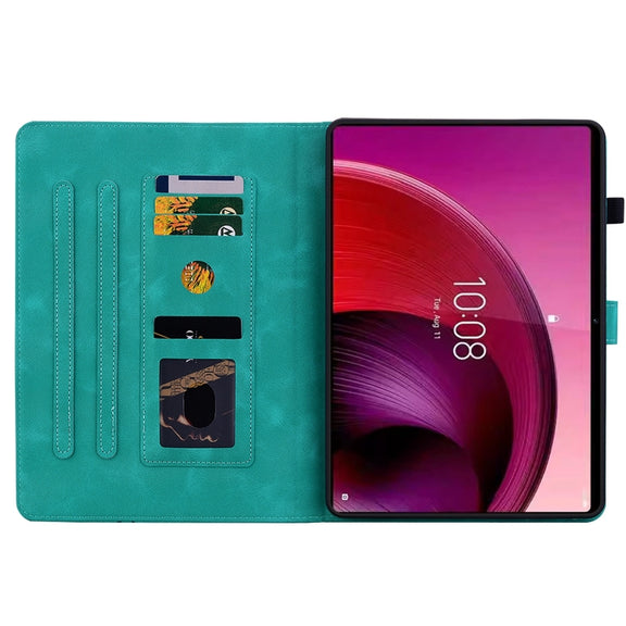 For Lenovo Tab M10 5G 2023 Lily Embossed Leather Tablet Case(Green)