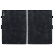 For Lenovo Tab M10 5G 2023 Lily Embossed Leather Tablet Case(Black)