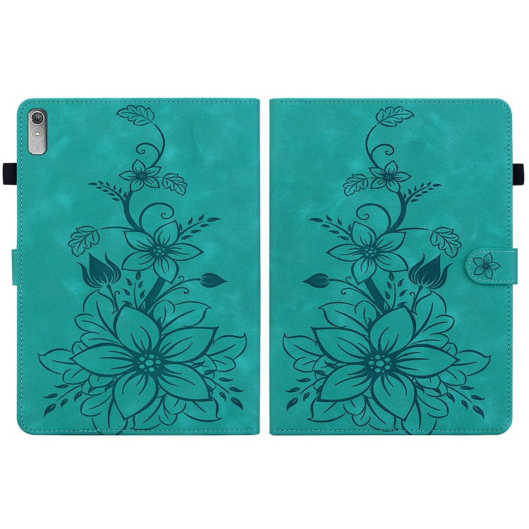For Lenovo Tab P11 Gen 2 11.5 Lily Embossed Leather Tablet Case(Green)