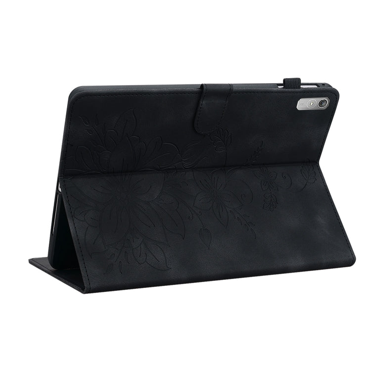 For Lenovo Tab P11 Gen 2 11.5 Lily Embossed Leather Tablet Case(Black)