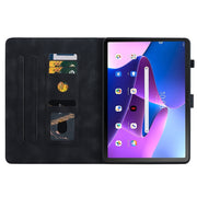 For Lenovo Tab M10 10.1 3rd Gen Lily Embossed Leather Tablet Case(Black)