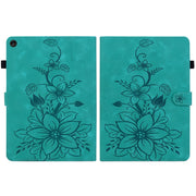 For Lenovo Tab M10 Plus 10.6 3rd Gen Lily Embossed Leather Tablet Case(Green)