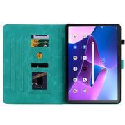 For Lenovo Tab M10 Plus 10.6 3rd Gen Lily Embossed Leather Tablet Case(Green)