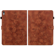 For Lenovo Tab P11 /Xiaoxin Pad Plus Lily Embossed Leather Tablet Case(Brown)