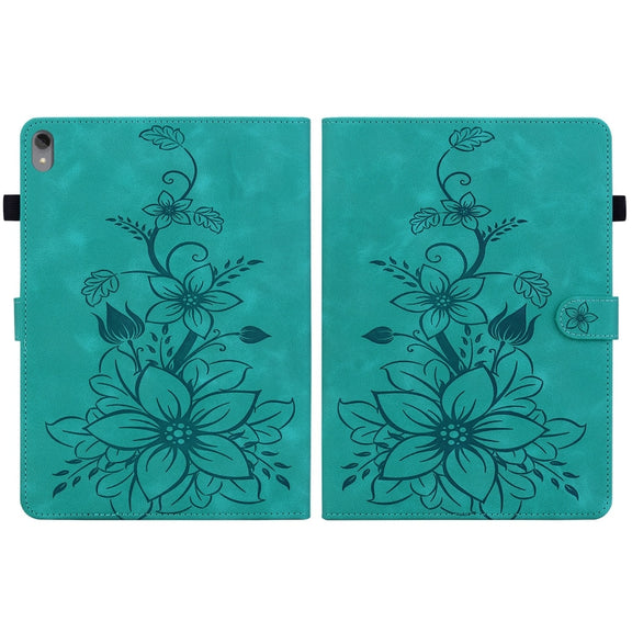 For Lenovo Tab P11 /Xiaoxin Pad Plus Lily Embossed Leather Tablet Case(Green)