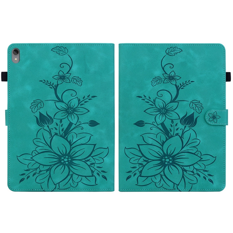 For Lenovo Tab P11 /Xiaoxin Pad Plus Lily Embossed Leather Tablet Case(Green)