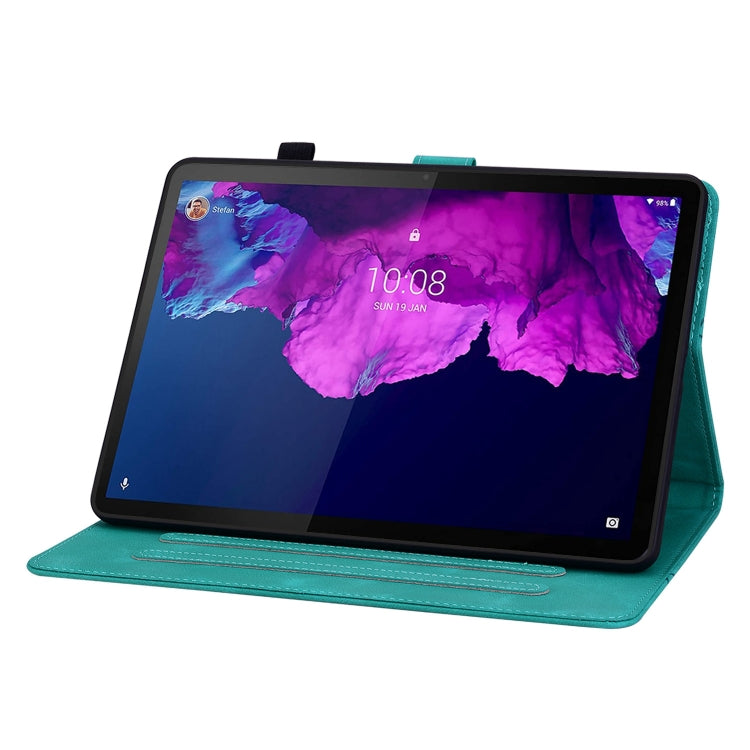 For Lenovo Tab P11 /Xiaoxin Pad Plus Lily Embossed Leather Tablet Case(Green)