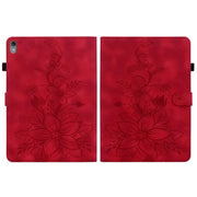 For Lenovo Tab P11 /Xiaoxin Pad Plus Lily Embossed Leather Tablet Case(Red)