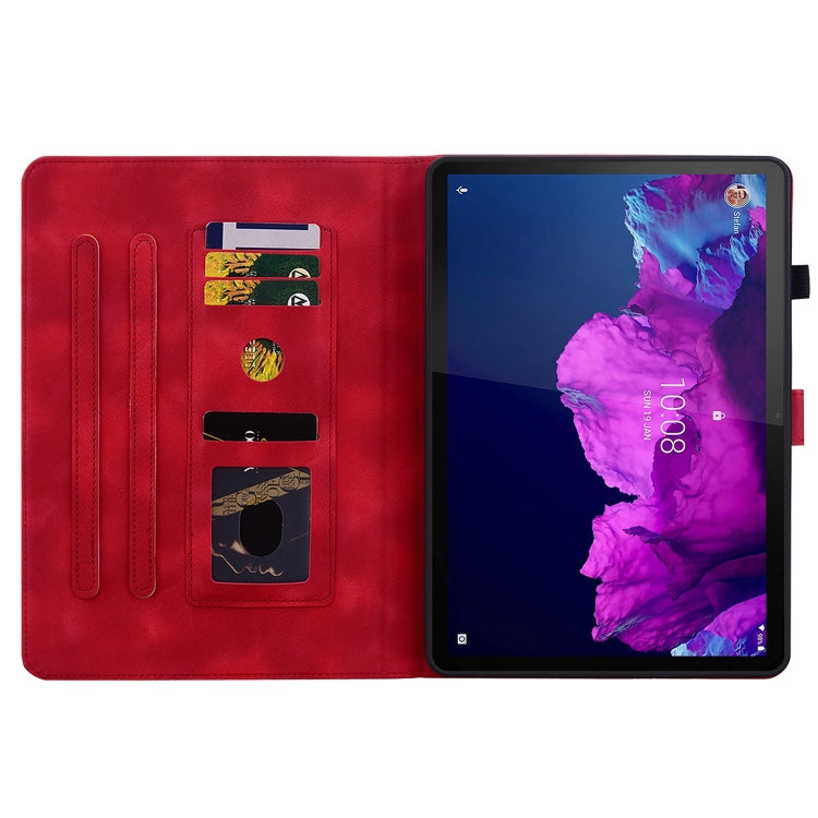 For Lenovo Tab P11 /Xiaoxin Pad Plus Lily Embossed Leather Tablet Case(Red)