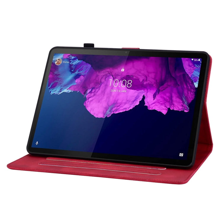 For Lenovo Tab P11 /Xiaoxin Pad Plus Lily Embossed Leather Tablet Case(Red)