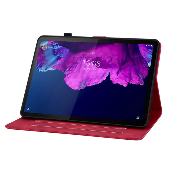 For Lenovo Tab P11 /Xiaoxin Pad Plus Lily Embossed Leather Tablet Case(Red)