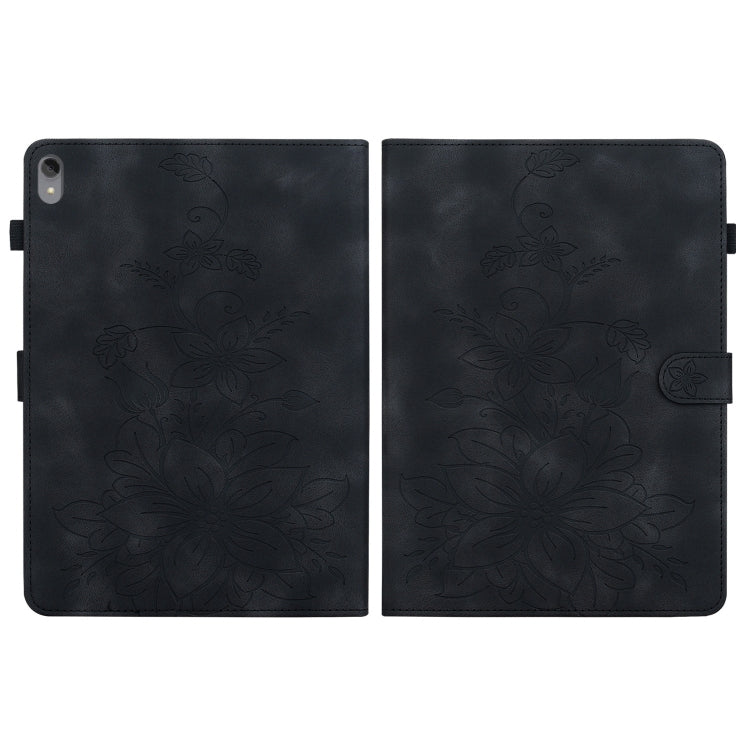 For Lenovo Tab P11 /Xiaoxin Pad Plus Lily Embossed Leather Tablet Case(Black)