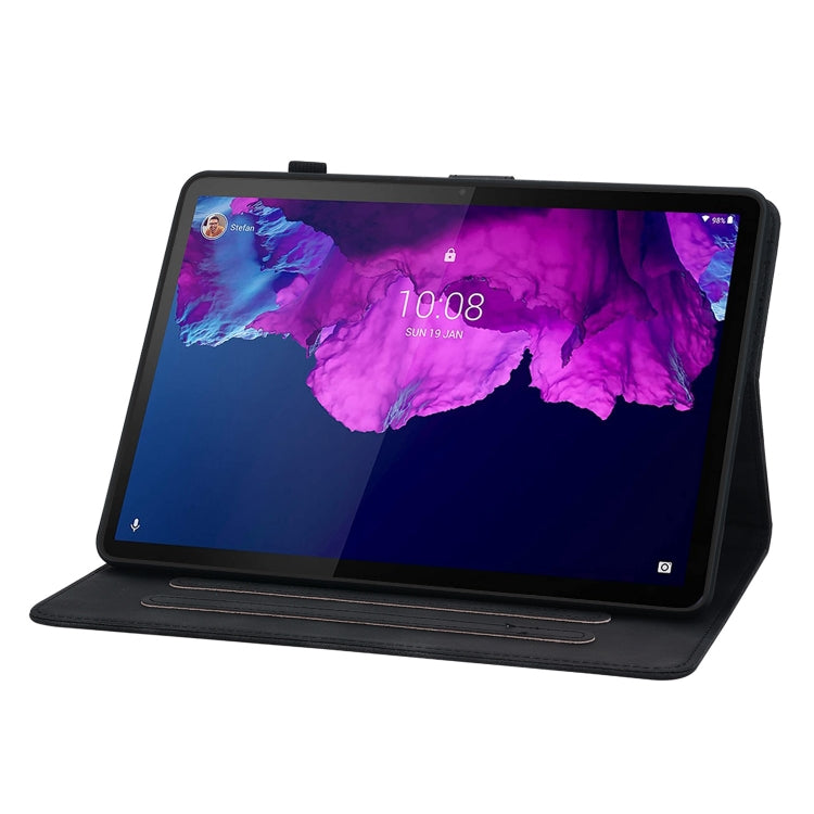 For Lenovo Tab P11 /Xiaoxin Pad Plus Lily Embossed Leather Tablet Case(Black)