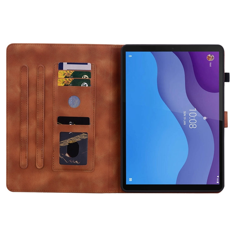 For Lenovo Tab M10 HD Gen2 Lily Embossed Leather Tablet Case(Brown)