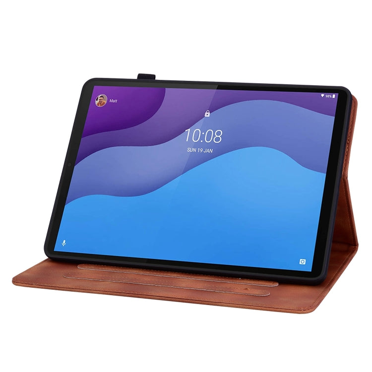For Lenovo Tab M10 HD Gen2 Lily Embossed Leather Tablet Case(Brown)