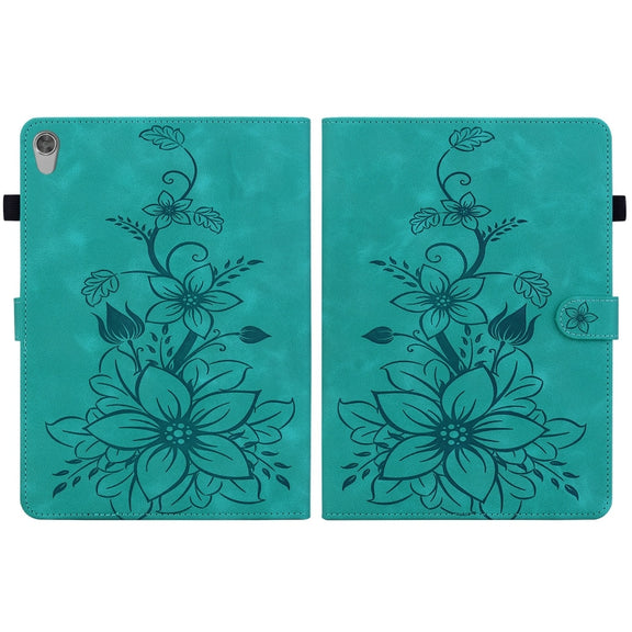 For Lenovo Tab M10 HD Gen2 Lily Embossed Leather Tablet Case(Green)