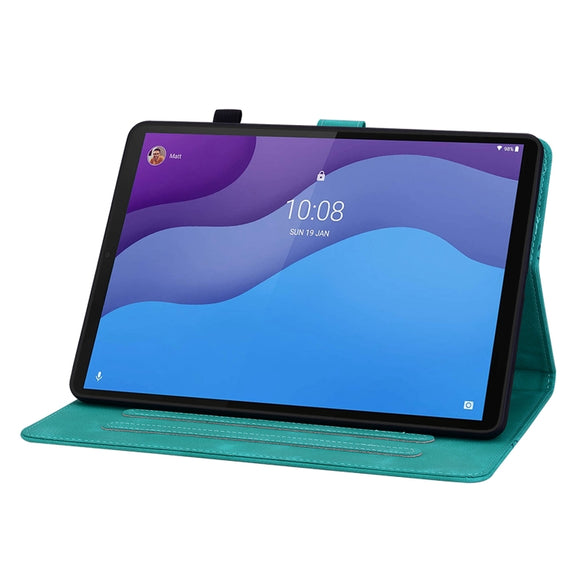 For Lenovo Tab M10 HD Gen2 Lily Embossed Leather Tablet Case(Green)