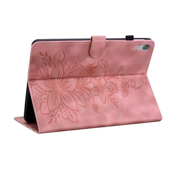 For Lenovo Tab M10 HD Gen2 Lily Embossed Leather Tablet Case(Pink)