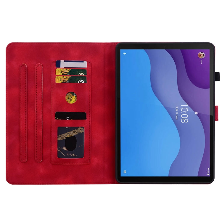 For Lenovo Tab M10 HD Gen2 Lily Embossed Leather Tablet Case(Red)