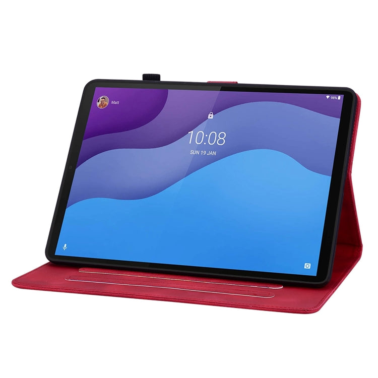 For Lenovo Tab M10 HD Gen2 Lily Embossed Leather Tablet Case(Red)