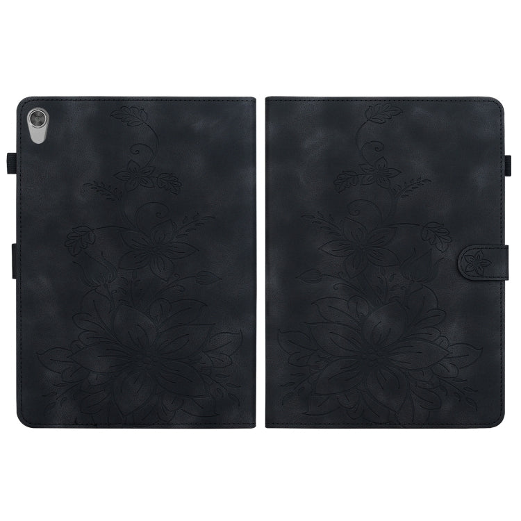 For Lenovo Tab M10 HD Gen2 Lily Embossed Leather Tablet Case(Black)