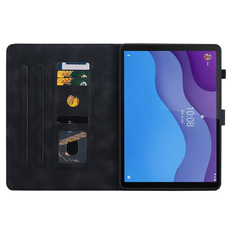 For Lenovo Tab M10 HD Gen2 Lily Embossed Leather Tablet Case(Black)