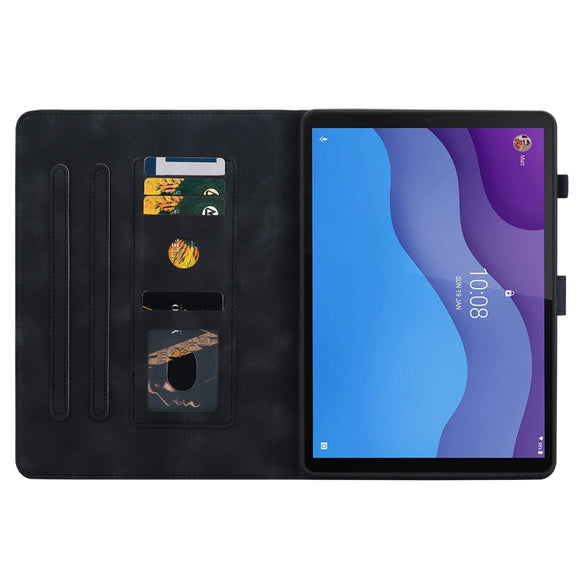 For Lenovo Tab M10 HD Gen2 Lily Embossed Leather Tablet Case(Black)