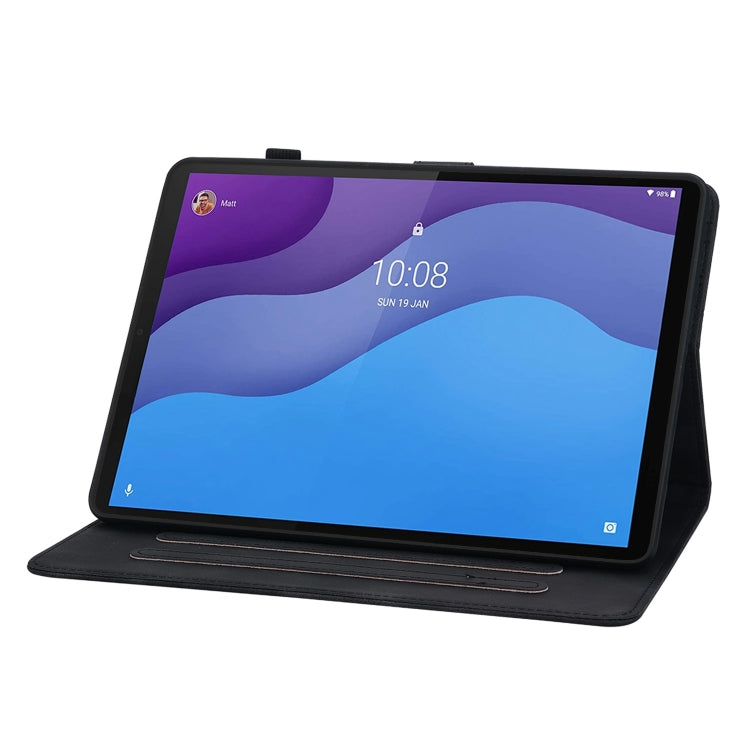For Lenovo Tab M10 HD Gen2 Lily Embossed Leather Tablet Case(Black)