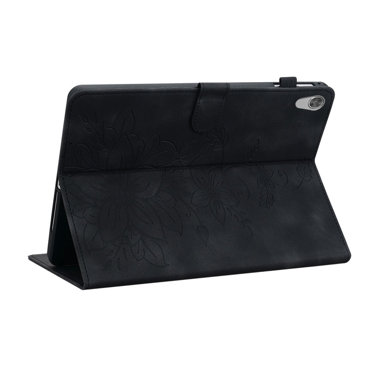 For Lenovo Tab M10 HD Gen2 Lily Embossed Leather Tablet Case(Black)