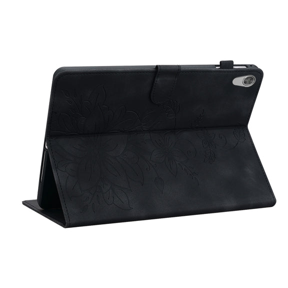 For Lenovo Tab M10 HD Gen2 Lily Embossed Leather Tablet Case(Black)