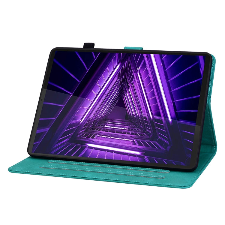 For Lenovo M10 Plus 10.3 Lily Embossed Leather Tablet Case(Green)