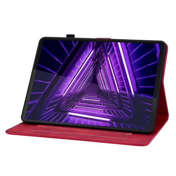 For Lenovo M10 Plus 10.3 Lily Embossed Leather Tablet Case(Red)