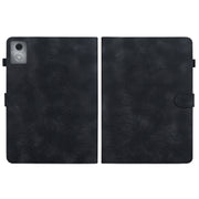 For Lenovo Tab K11 Plus Lily Embossed Leather Tablet Case(Black)