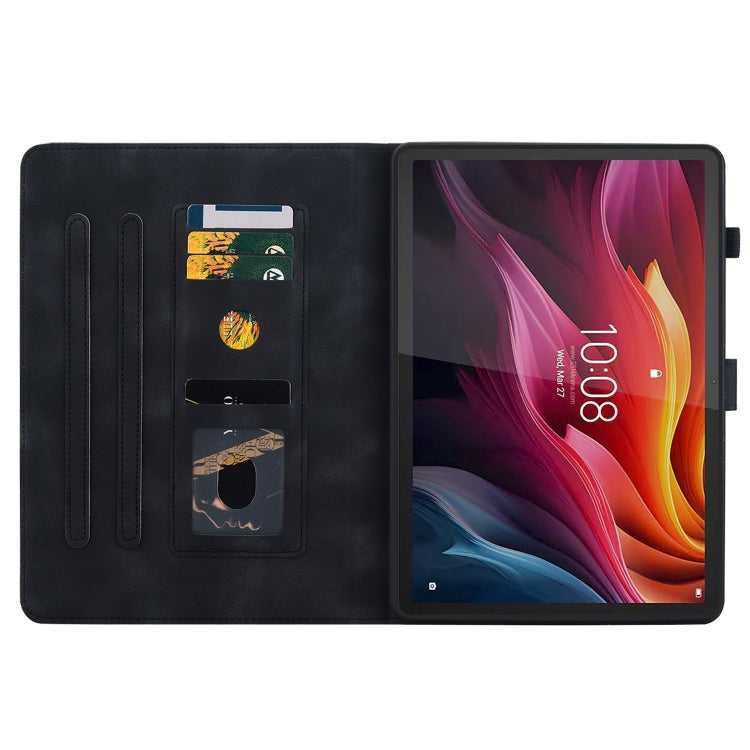 For Lenovo Tab K11 Plus Lily Embossed Leather Tablet Case(Black)