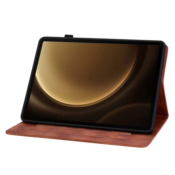 For Samsung Galaxy Tab S9+ / S9 FE+ Lily Embossed Leather Tablet Case(Brown)