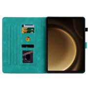 For Samsung Galaxy Tab S9+ / S9 FE+ Lily Embossed Leather Tablet Case(Green)