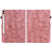 For Samsung Galaxy Tab S9+ / S9 FE+ Lily Embossed Leather Tablet Case(Pink)