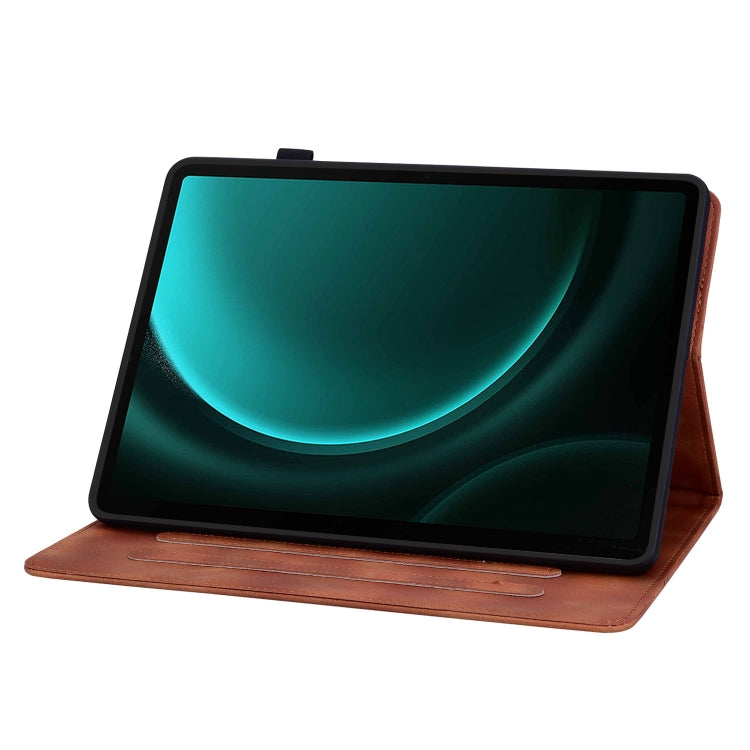 For Samsung Galaxy Tab S9 / S9 FE Lily Embossed Leather Tablet Case(Brown)