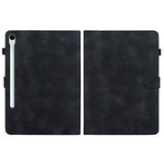For Samsung Galaxy Tab S9 / S9 FE Lily Embossed Leather Tablet Case(Black)
