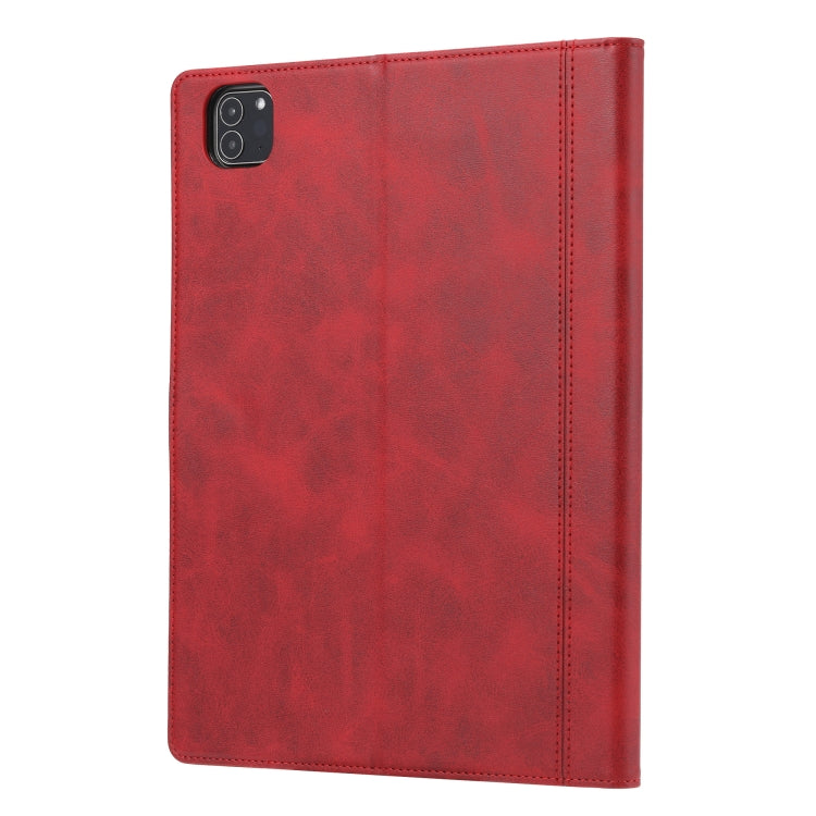 For iPad Pro 11 2024 Calf Texture Double Fold Clasp Horizontal Flip Leather Smart Tablet Case(Red)